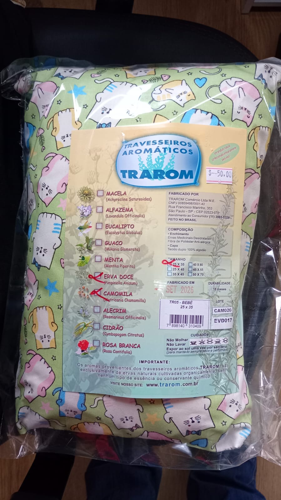 Travesseiro Aromático Retangular Trarom